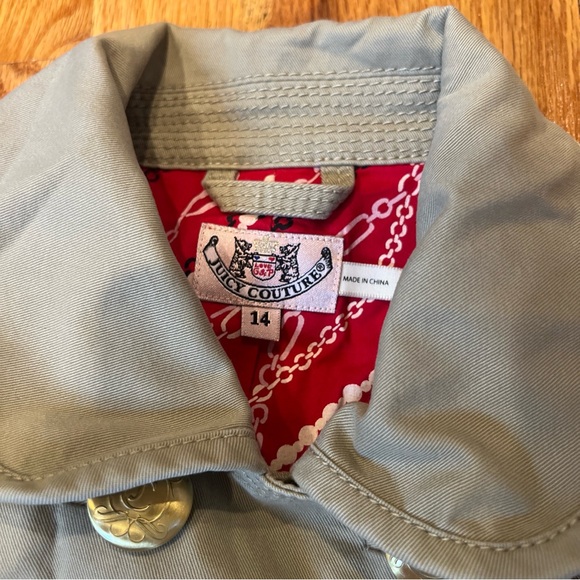 Juicy Couture Khaki Tan Military Jacket Double Button Size  14 Kids - Picture 4 of 11